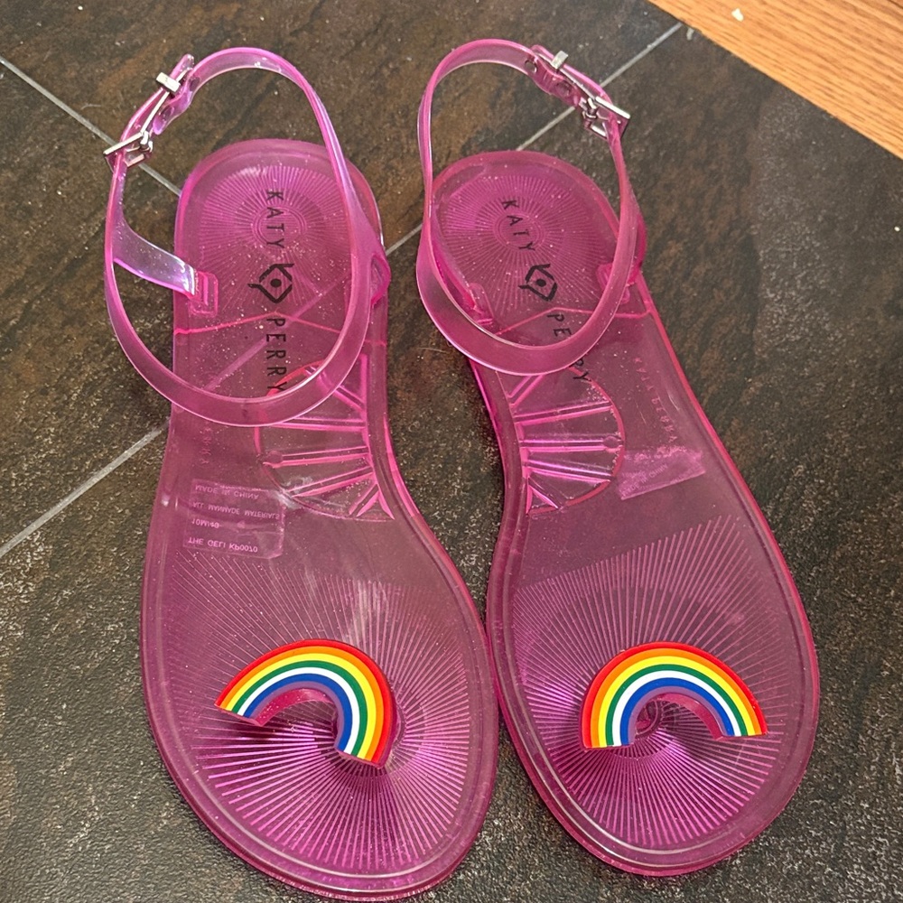 Perlina Pink Jelly Sandals with Rainbow Accent